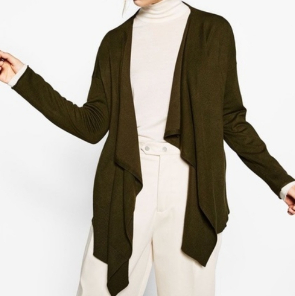 Zara Knit Crossover Back Open Front Cardigan